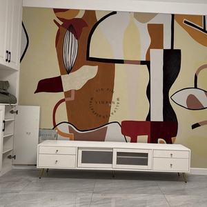 Papier peint de décoration murale d'intérieur personnalisé Papier peint mural d'art abstrait géométrique personnalisé - Product Image 4