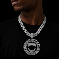 Oferta Especial: Colgante Hip Hop de Plata 925 con Moissanita y Diseño Iced Out para Hombre, Estilo Fang Grillz de Disco Redondo para Streetwear y Actuaciones de Rap