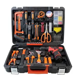 120 pièces boîte à outils mécanique avec perceuse électrique au Lithium ensemble d'outils kit de réparation boîte à outils complète ensemble