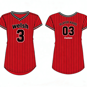 Magliette da Baseball Classiche a Righe con Stampa Digitale e Lettere Cucite Personalizzate a Maniche Corte - Product Image 1