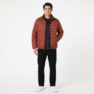 FINER THREADS Veste matelassée d'hiver pour homme, style urbain, respirante, séchage rapide, en toile tricotée, col montant, fermeture éclair - Product Image 1