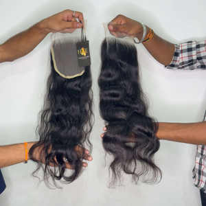 Paquets de cheveux humains indiens bruts bouclés à ondes profondes à prix d'usine et fermeture frontale en dentelle HD 5x5 6x6 - Product Image 2