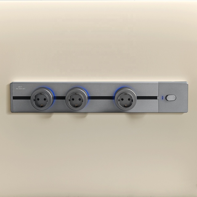 Rail Track Socket UK EU US Standard Round Movable Adapter Schuko Socket Home Kitchen Meeting Wall Mounted Electrical Outlet