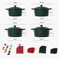 Casserole en fonte émaillée vert foncé sur mesure avec couvercle pour ustensiles de cuisine, vente en gros et fourniture OEM