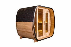 Sauna traditionnel en bois massif pour 4 personnes HELIUS, tendances santé actuelles, cour privée, bois de cèdre/épicéa canadien - Product Image 4
