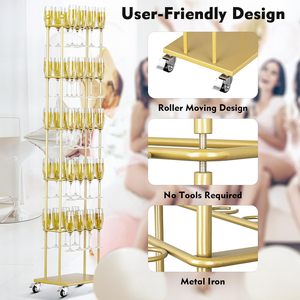 Support à champagne sur pied avec roulettes, porte-verres en métal à 5 niveaux pour mariage, fête, événement - Product Image 5