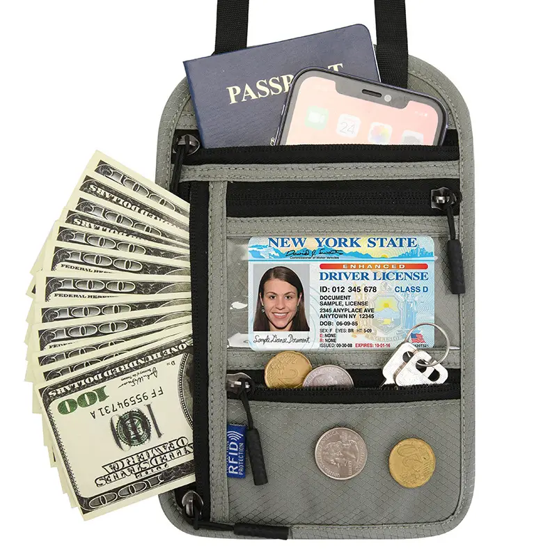 QQgift, оптовая продажа, Обложка для паспорта, чехлы для мобильного телефона, нейлоновая сумка Faraday, водонепроницаемый бумажник RFID с секретным отделением
