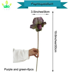 Fleurs artificielles Paphiopedilum orchidées en PU réalistes pour la maison mariage Restaurant chambre fête <span class=keywords><strong>nuptiale</strong></span> douche décoration - Product Image 3