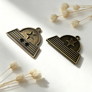 Étiquette métallique vintage rétro personnalisée, pendentif métallique personnalisé, composant en alliage de zinc à motif personnalisé pour porte-clés, accessoire vestimentaire - Product Image 2