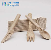 36 Ensembles de Couverts Jetables Écologiques Biodégradables Compostables en Bagasse, Style Simple, Blanc, Couteau Fourchette Cuillère en Papier Comestible