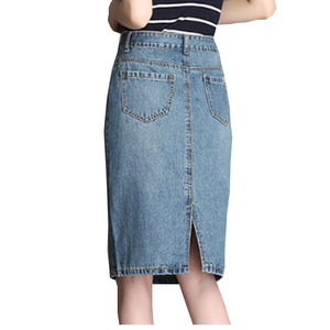 Jupe en jean décontractée pour femme, coupe trapèze, taille haute, ample, style bodycon, printemps, avec franges en dentelle, volants, tissage tricoté - Product Image 4