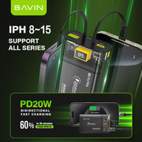 BAVIN PC1003S pantalla LED transparente pd20w portátil 20000mAh banco de energía de carga rápida con cable dual