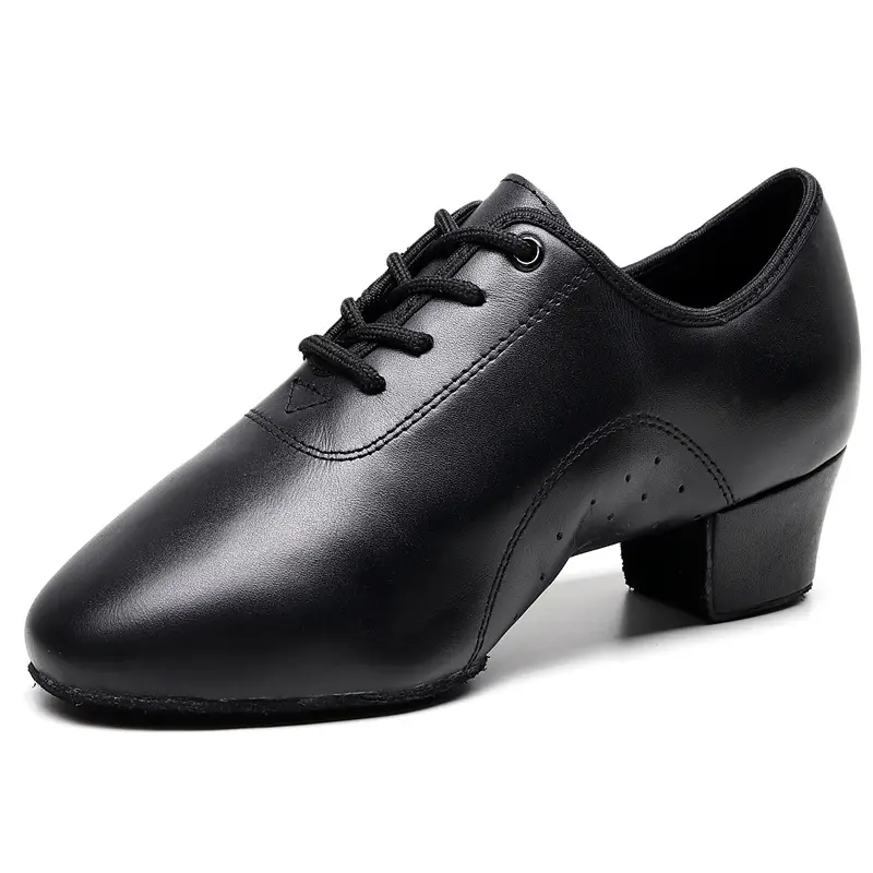 Black Men's Soft Sole Leather Dance Training Shoes Children's Professional Dancing Shoes Boys Latin Shoe Dance