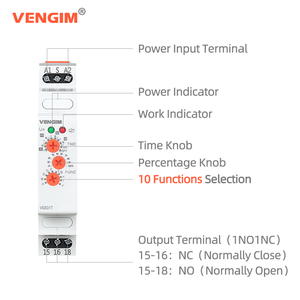 Relais temporisé multifonction VG531T 16A 12V 24V 220V 230V AC DC avec 10 fonctions, relais temporisé à temporisation de coupure sur rail DIN L33 - Product Image 3