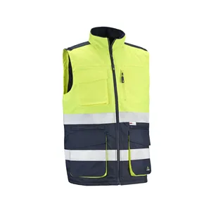 Gilet - HV717YDN XS Elbrus - Colore: Giallo fluorescente/blu - Strisce riflettenti 3M Scotchlite. Tre tasche superiori - Product Image 3