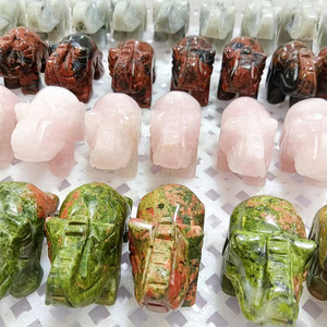 Animaux en cristal naturel sculpté à la main, éléphant, Quartz clair, améthyste, Quartz <span class=keywords><strong>Rose</strong></span>, éléphants - Product Image 2