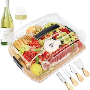 FuBeg Premium Bamboo Charcuterie Board <b>Cheese</b> <b>Set</b> With Lid And <b>Knives</b> For Serving Snacks And Appetizers - Product Image 2