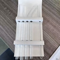 Lot de 10 pailles en verre réutilisables colorées, résistantes aux chocs, 7 po x 8 mm, 5 droites, 5 courbées, 2 brosses de nettoyage, certifiées CE, OUXING