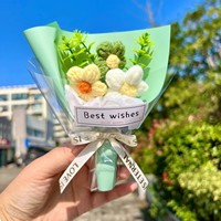 Bouquet de roses éternelles miniatures au crochet fait main, fleurs artificielles hautement épaisses pour la Fête des Mères, Pâques, Noël, la Saint-Valentin