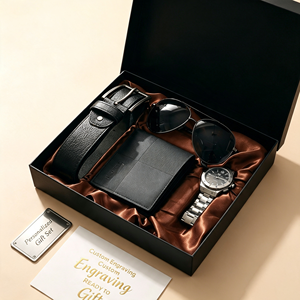 Set Regalo Personalizzato per <span class=keywords><strong>Uomo</strong></span> con Marchio Personalizzato, Basso MOQ, Elegante Confezione con Orologio, Occhiali da Sole e Cintura per Clienti, <span class=keywords><strong>Regali</strong></span> <span class=keywords><strong>di</strong></span> Anniversario - Product Image 3