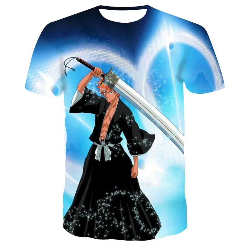 Custom Japan Comic Kurosaki Ichigo all over print shirt cartoon t-shirt BLEACH t shirt