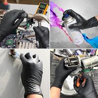 Gants en nitrile robustes de 8 mil noir Orange Texture de diamant industriel imperméable anti-dérapant pour le travail de garage de réparation de voiture
