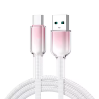 Kabel Pengisian Daya USB Transparan Crystal 6A PD 120W, Kompatibel dengan Semua Protokol, Cocok untuk Pengisian Cepat Tipe-C Micro USB