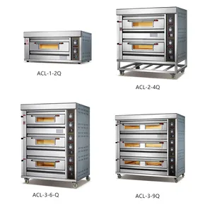 Factory Price Gas Deck Ovens Bakery Pizza Bread Making Equipment Manufacture 1, 2, 3, 4, 6 9 Trays Baking Oven With Stone