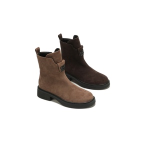 <span class=keywords><strong>Bottines</strong></span> à talon bloc avec boucle métallique pour <span class=keywords><strong>femme</strong></span>, <span class=keywords><strong>bottines</strong></span> décontractées minimalistes de qualité supérieure, <span class=keywords><strong>bottines</strong></span> polyvalentes multicolores - Product Image 1