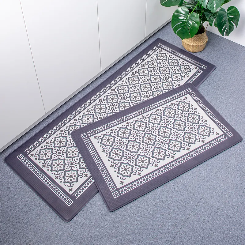 Non-Slip Kitchen Rubber Backing Doormat Set Kitchen mat Comfort Standing Mat PVC Leather Anti Fatigue Floor Mat