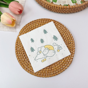 100 points serviettes imprimées 230mm forêt ours <span class=keywords><strong>serviette</strong></span> jetable papier dîner serviettes pour <span class=keywords><strong>cantine</strong></span> et café utilisation - Product Image 5