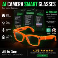 Lunettes intelligentes IA avec étui de charge magnétique, traduction en temps réel, appels téléphoniques, lecteur de musique, stabilisation d'image, étanches IPX-5, 2K