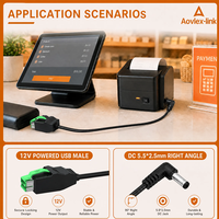 Cable USB con Conector en Ángulo Recto de 5.5*2.5 mm a CC de 12V para Sistemas POS