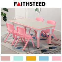 Table d'apprentissage pour enfants de forme rectangulaire, bleue, en plastique durable, bureau d'activités pour enfants pour une utilisation en maternelle