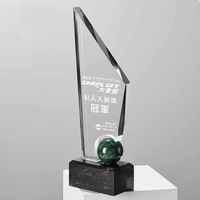 Trophée personnalisé professionnel créatif avec logo, plaque en cristal de marbre exquis, récompense d'honneur, prix en verre, base en verre noir