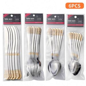 Juego de Cubiertos de Acero Inoxidable a Precio de Fábrica, Juego de Tenedores y Cucharas para Mesa de Comedor, Juego de 6 Piezas - Product Image 3