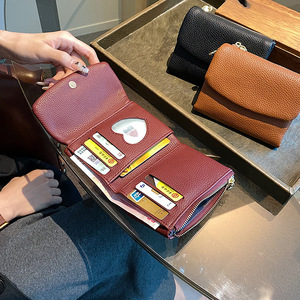 Cartera corta de cuero granulado para mujer, monedero plegable, tarjetero de gran capacidad, venta al por mayor transfronteriza - Product Image 5