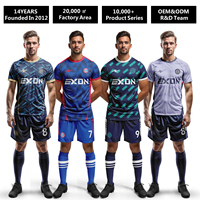 Maillot de football personnalisé EXON avec broderie, écusson cousu, maillot de foot à manches courtes par sublimation, uniforme d'équipe en gros pour entraînement de club