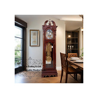 Horloge de grand-père mécanique de luxe, style campagne française, avec figurines dansantes, cadran en laiton, poids et colliers décoratifs, pour parquet en bois