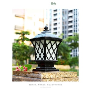 Lampadaire carré en aluminium à LED, noir bronze, base E27, éclairage extérieur pour jardin - Product Image 1