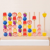 Jouet éducatif en bois à perles en forme de fruits, ensemble de blocs d'assemblage, 40 pièces, thème animaux et nature, modèle de réflexion pour enfants
