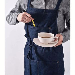 Elegante Delantal sin Mangas de Mezclilla Azul con Logotipo Personalizado para Barista, Mamá, Papá, Niño, para Limpieza, Jardinería, Cocina - Product Image 4