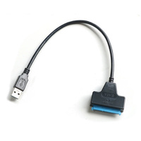 Cable USB 2.0 a SATA Dual con Blindaje Trenzado, Cubierta de PVC, Conductor de Cobre Estañado, 7+15 Pines, para Disco Duro, 0.2m