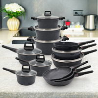 Ensemble de casseroles SANLANG en aluminium moulé sous pression avec contrôle de la température, revêtement antiadhésif en granit