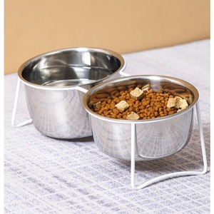 New Design Durable Stainless Steel Dog <strong>Cat</strong> Bowls Pet Water <strong>Food</strong> Feed Bowl Pet Feeder Bolw with Elevated <strong>Holder</strong> - Product Image 4