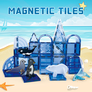 Piastrelle magnetiche Set di blocchi di costruzione per ragazzi ragazze in età prescolare educativo magneti stelo impilabile giocattoli - Product Image 2