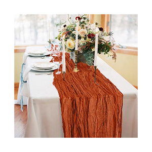 Luxueux bleu Tulle chemin de Table élégant maison hôtel mariage décor tissé coton étamine - Product Image 5