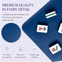 Tapis de jeu de Mahjong Premium 33 pouces, tapis de jeu de Mahjong, tapis de table de jeu, impression de logo, tapis de Mahjong en similicuir