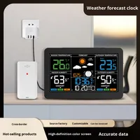 Station météo électronique multifonctionnelle, horloge LED de bureau, thermomètre d'humidité, prévisions météorologiques, sans fil RF, pour bureau et extérieur