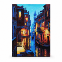 Kit de peinture par numéros DIY 40x50cm Paysage nocturne de canal urbain Ensemble de peinture sur toile acrylique pour la pratique artistique et la décoration intérieure